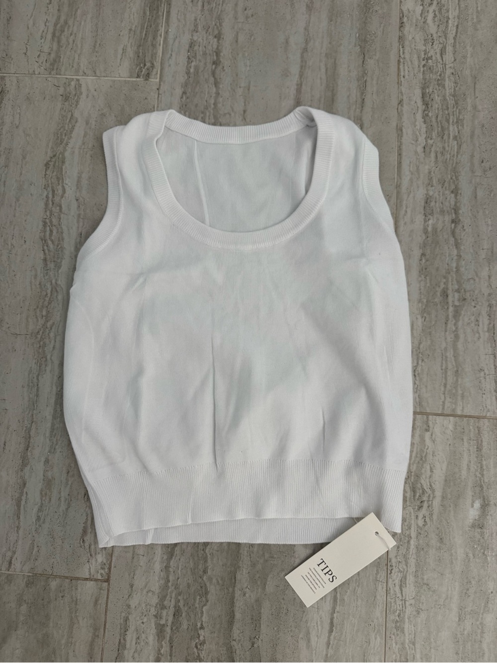 White Sleeveless Knit Tank Top